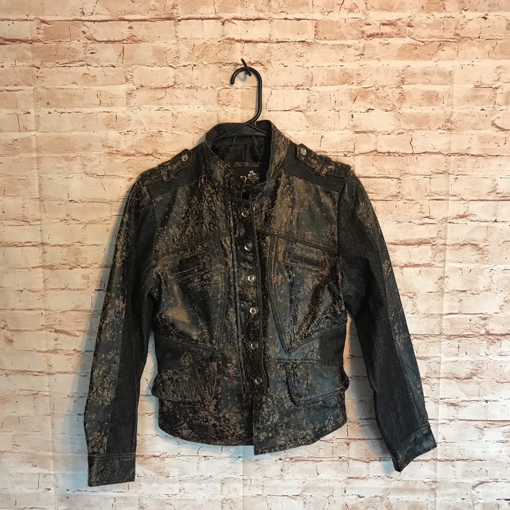 H&D classic collection leather denim jacket size S